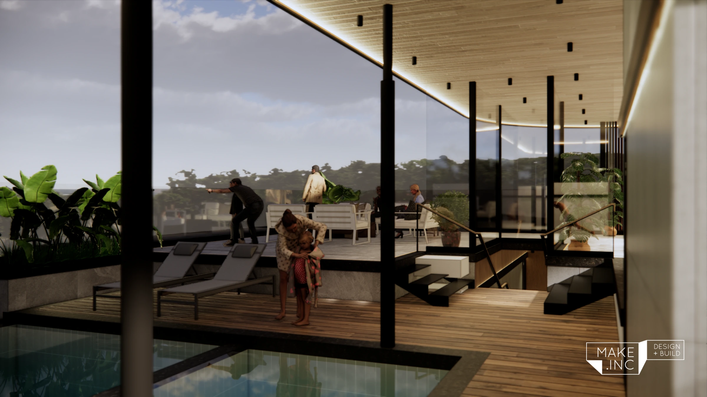 Riomara rooftop pool, deck and open-air lounge design
